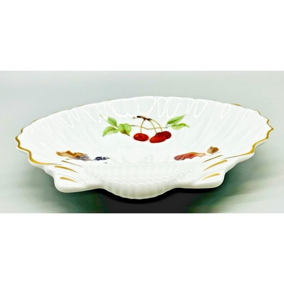 Royal Worcester Evesham Gold Scalloped Shell Dish England Vintage 8.5 inch - Picture 4 of 8